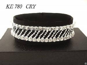 lady stretchy bracelet clear crystals silver plated claw