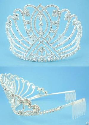 P9135, Tiara, White Crystals Alloy Silver