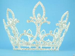 P9138, Tiara, Crown, Alloy, Clear Crystals