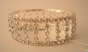 Stretchy Bracelet, Clear Crystals, Gold