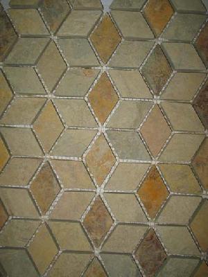 Tumbled Slate Mosaic Flooring Tiles Meshed At Discount Price From Manufacturer