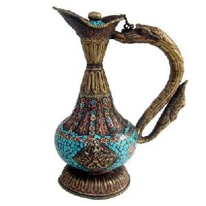 tibetan turquoise coral teapot