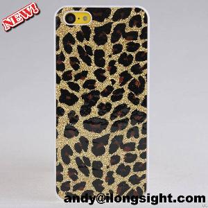 Sparkle Glitter Bling Leopard Grain Hard Case Protector Skin For Iphone 5c