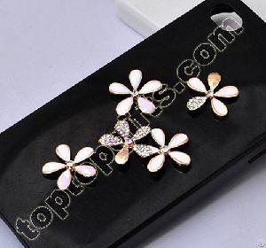 Flower Rhinestone Cabochon Iphone4 Case Decoration