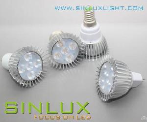 Silver 5w Gu / Mr16 / E27 / E14 Dimmable Led Spotlight With 5pcs Epistar Power Led Ce And Rohs Certi