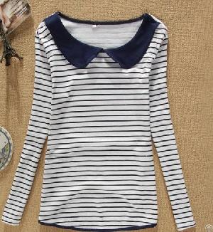 Autumn Womens Sweet Peter Pan Collar Basic Shirt-100% High Quality Cotton-the Cheapest Custom-made