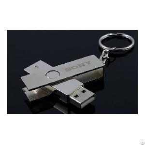 Branded Metal Twist Usb Flash Drive With Key Chain