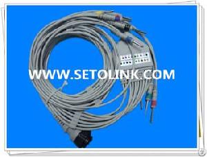 Kenz Pc104 103 106 Ecg / Ekg Cable 10 Leads Din 3.0 End Tpu Material Round 16 Pin Male