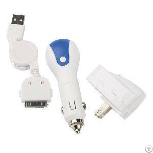 Travel Charger For Iphone 3g / 3gs / 4g / 4gs 3 In 1