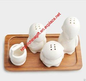 Three Little Monks Kitchen Cruet And Toothpick-holder