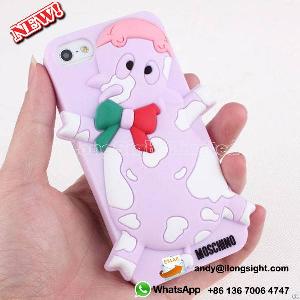 Cute Candy Colored Cartoon Cow 3d Cut Lovely Colorful Soft Gel Silicone Case Cover For Iphone 5 5