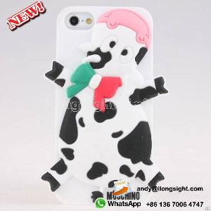 Iphone 5 Fashion Lovely 3d Animal Dariy Cow Soft Silicone Case