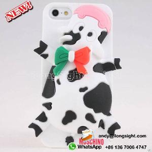 Iphone 5s Fashion Lovely 3d Animal Dariy Cow Soft Silicone Case Skin Protector Cover