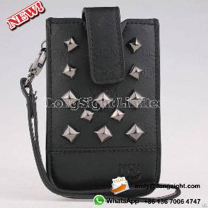 Mcm Rivet Styles Iphone Pu Leather Pouch Black