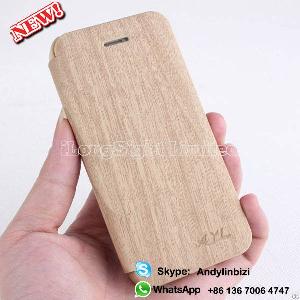 Wood Grain Protective Flip Pu Leather Hard Case For Iphone 5