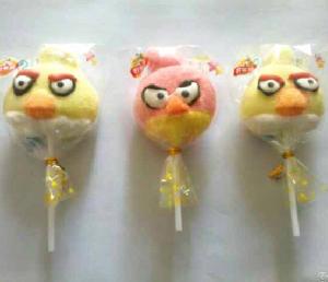 Angry Bird Shaped Lollipop Stick Marshmallow Candy