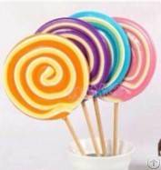 Rainbow Colors Round Flat Lollipop Candy