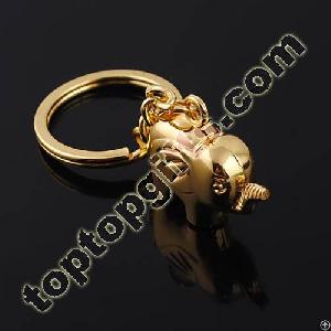 3d Elephant Keyring Gold Plated Metal Keychain