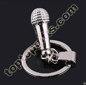 metal keychains supplier microphone key ring