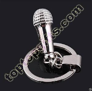 Chinese Metal Keychains Supplier Custom Microphone Key Ring