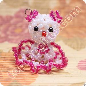 Diy Seed Beaded Kitty Cat 3d Animal Cell Phone Charm