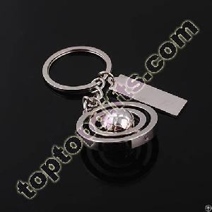 Metal Ball Keyring Revolving Football Keychain With Tag