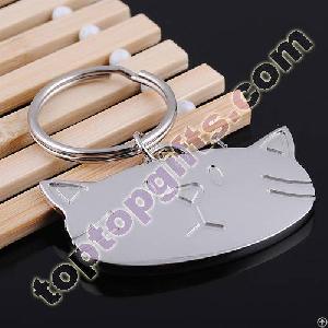 metal cat keying 2d animal key chains