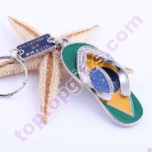 Metal Flip Flops Keychain Promotional Key Ring