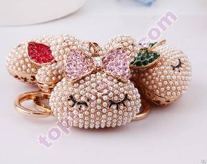 Pearl Bunny Keychains For Women