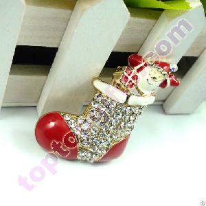 Rhinestone Christmas Boot Mobile Phone Ornament