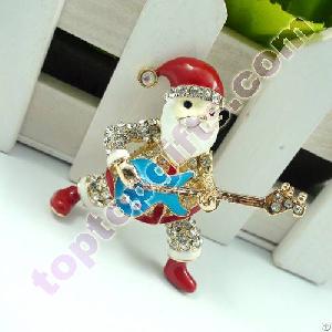 Rhinestone Christmas Santa Claus With Guitar Cell Phone Case Decor