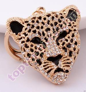 Rhinestone Tiger Head Bag Decoration Metal Keychains