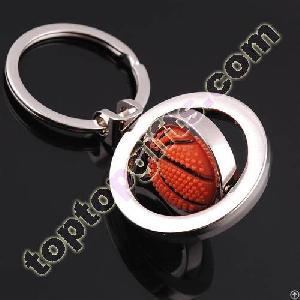 Revolving Basketball Keyring Custom Metal Keychains