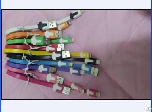 Smile Face Colorful Sync Flat Usb Noodle Cable For Iphone 4 For Most Of The Mini Usb Port Phone