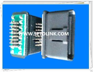 Auto Obdii 16 Pin Male Connector Core Som015, Can Be Soldered On Pcb Board