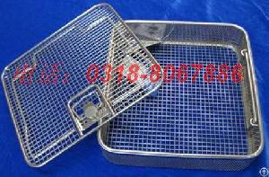 perforated side flat bottom lid wire mesh basket tray