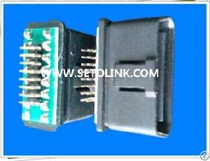 J1962 Black Obd Male Plug, Auto Obdii 16 Pin Male Connector Core