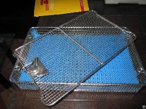 Surgical Instruments Sterilization Basket With Lips And Silicone Tray Mat