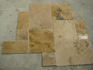 rustic afyongold travertine brushed chiseled versailles pattern