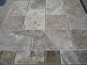 Silver Travertine Brushed Chiselled French Pattern Set