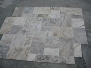 silver travertine honed filled