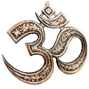 Om Symbol Carved Brass Wall Hanging