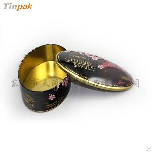 Embossed Oval Shape Tin Box With Dome Lid