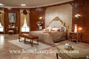 Antique Bedroom Furniture Kingbed Solid Wood Bed Fb-138