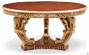 Wood Round Dining Table French Antique Ft-138