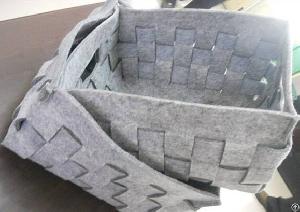 duo handmade felt woven storage basket