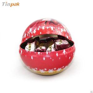 Cute 0.23mm Tinplate Ball Shape Candy Tin Box