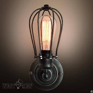 industrial cage wall sconce lamp steel light fixture