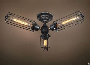 Industrial Retro Cage Ceiling Lamp Chandeliers Country 3 Lights