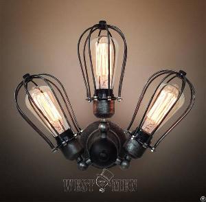 Retro Vintage Machine Age 3 Lights Wall Sconce Lamp Adjustable